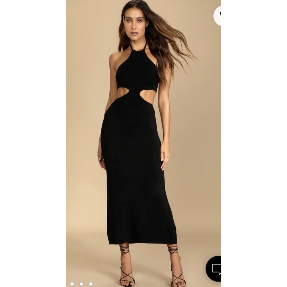 Lulus NWT black cut out knit dress